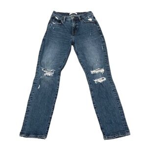 Abercrombie & Fitch Mid Rise Boyfriend Jeans Size 34x34 Distressed Blue Denim